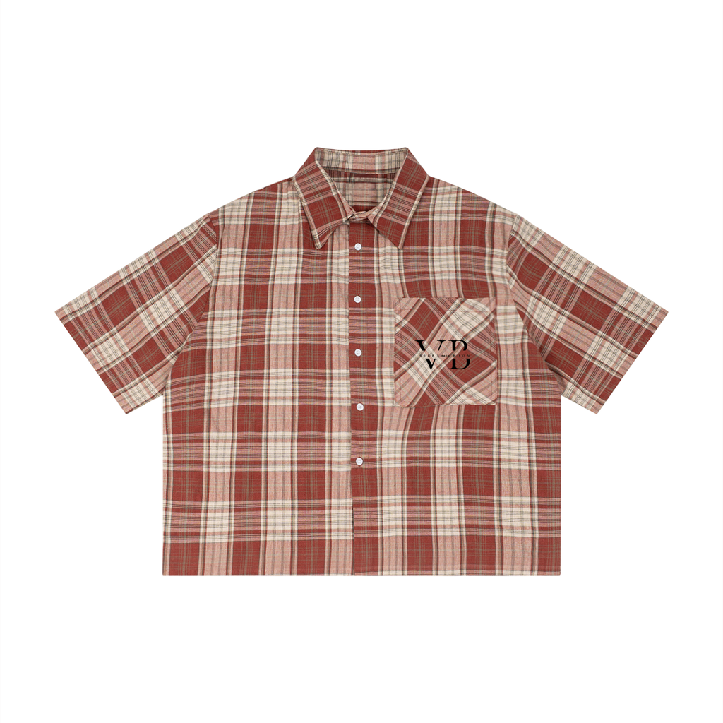 Unisex Plaid Boxy Short Sleeve Shirt