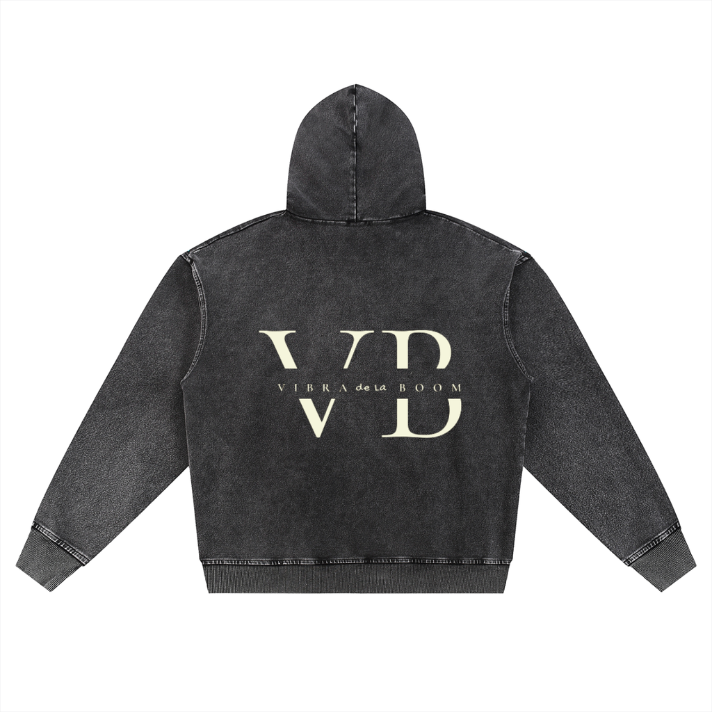Snow Wash Oversized Zip-Up VB Hoodie