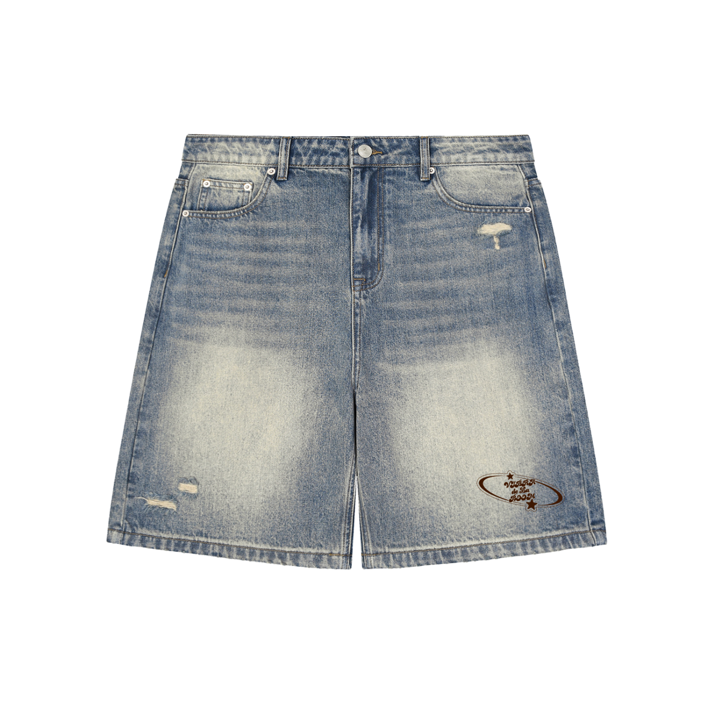 Faded Distressed Baggy Denim VB Shorts