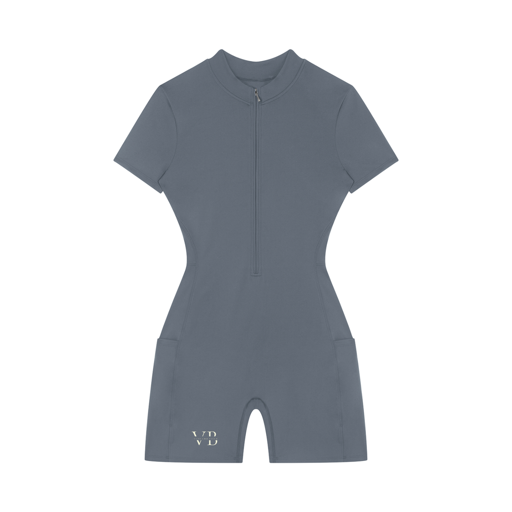 Women's Quarter-Zip Short Sleeve Romper
