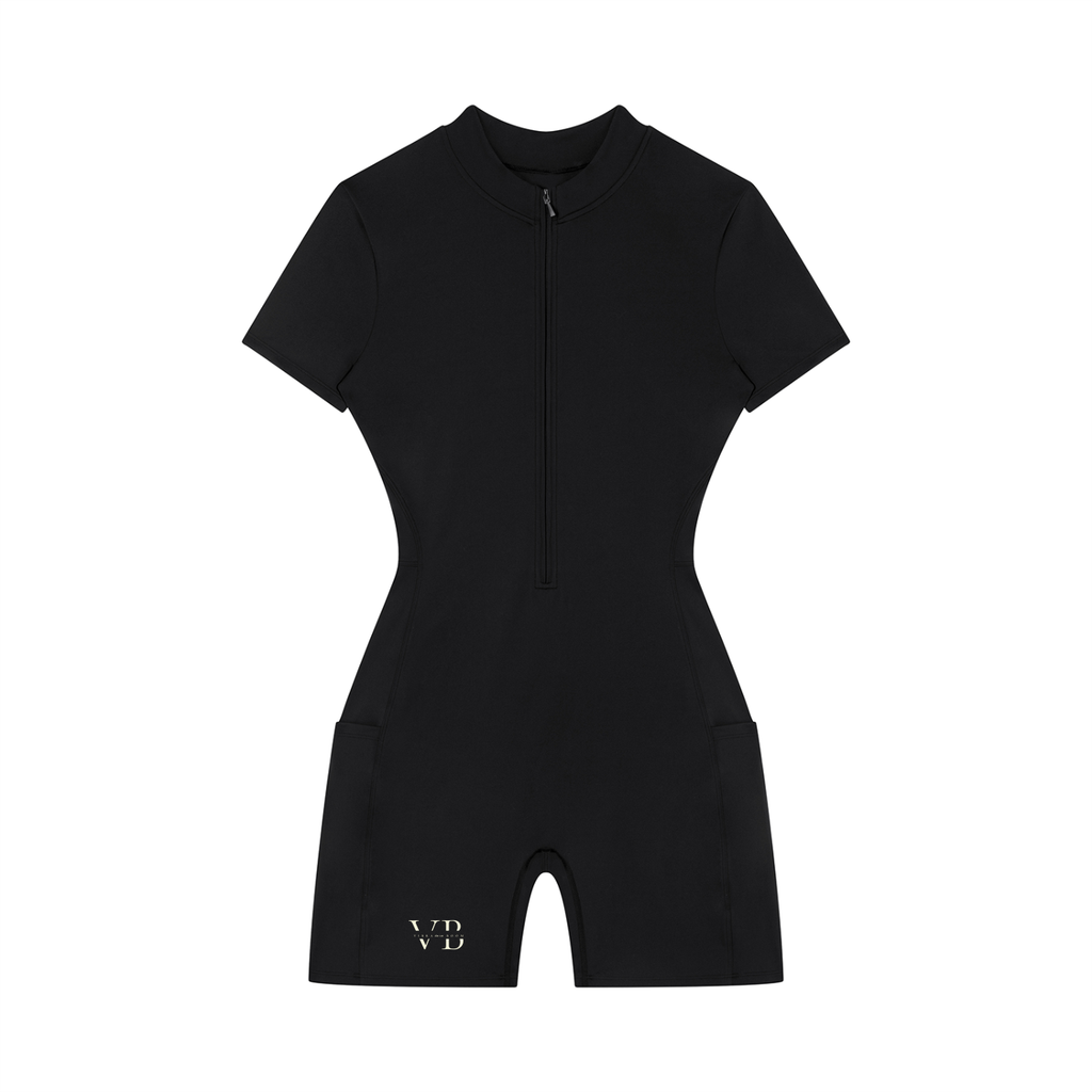 Women's Quarter-Zip Short Sleeve Romper