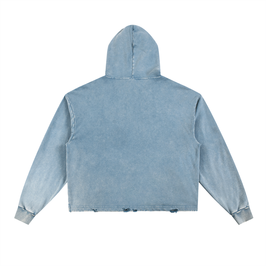 Vintage Washed Frayed-Hem VB Hoodie