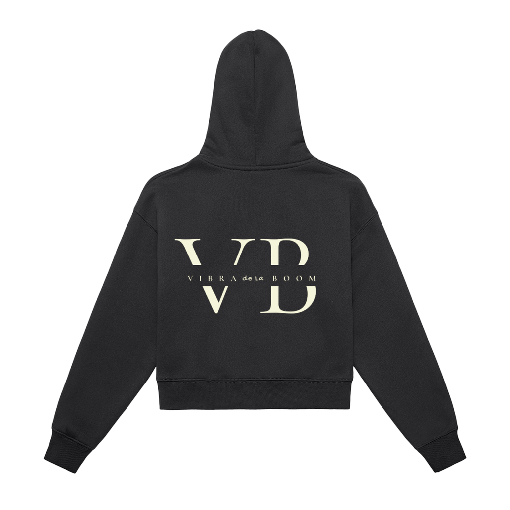 VB Fleeced Zip-Up Cropped Hoodie