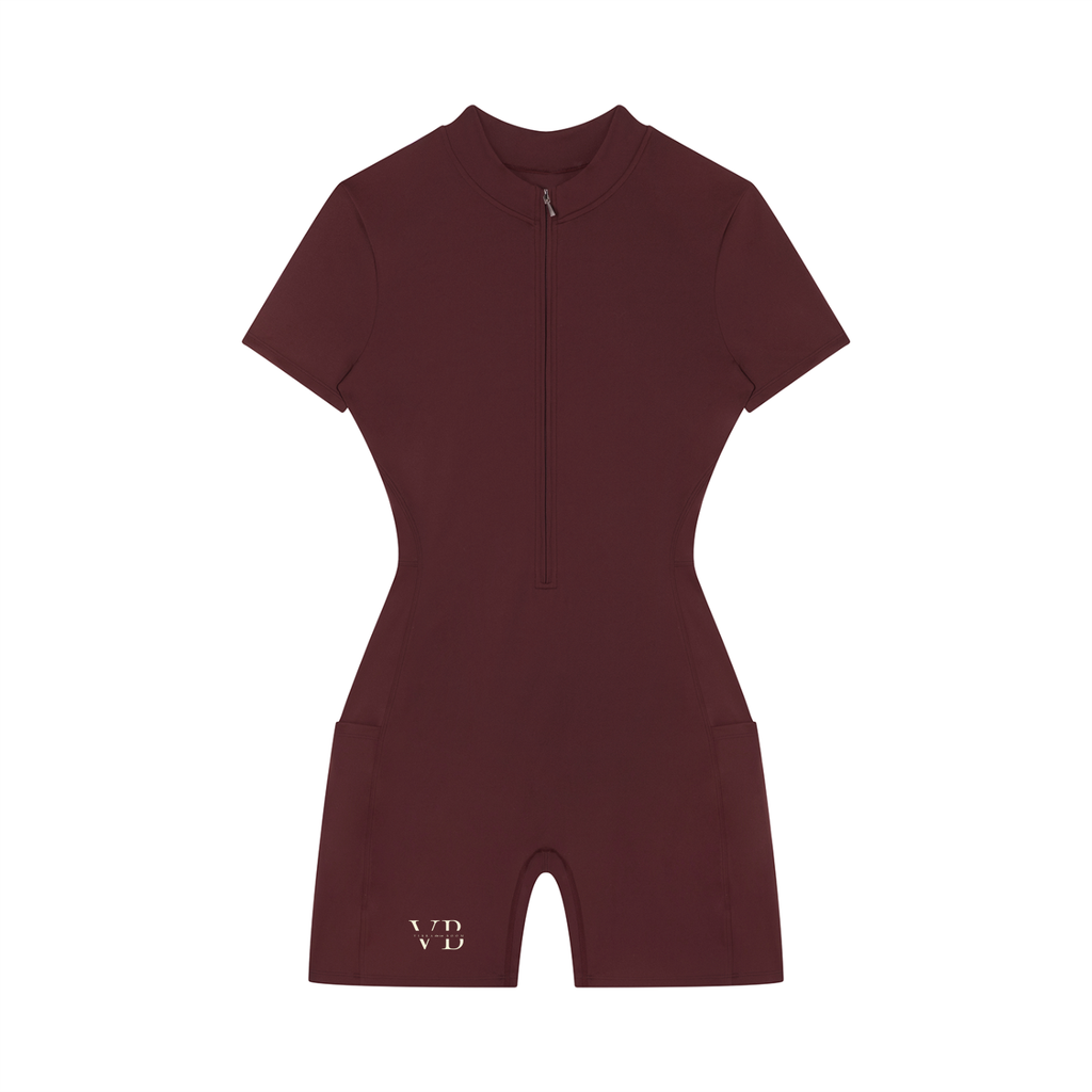 Women's Quarter-Zip Short Sleeve Romper