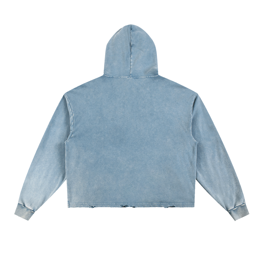 VB Vintage Washed Frayed-Hem Hoodie