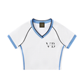 Contrast Trim V-Neck Crop T-Shirt