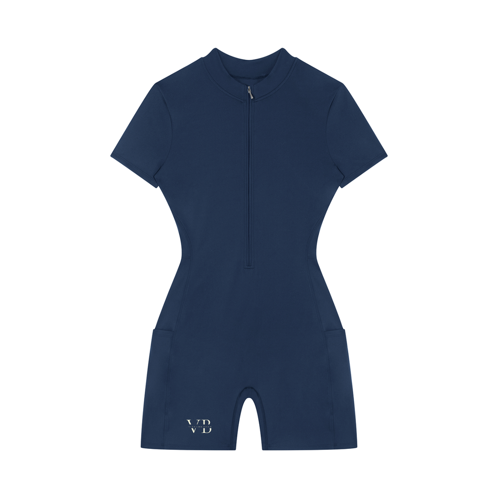 Women's Quarter-Zip Short Sleeve Romper