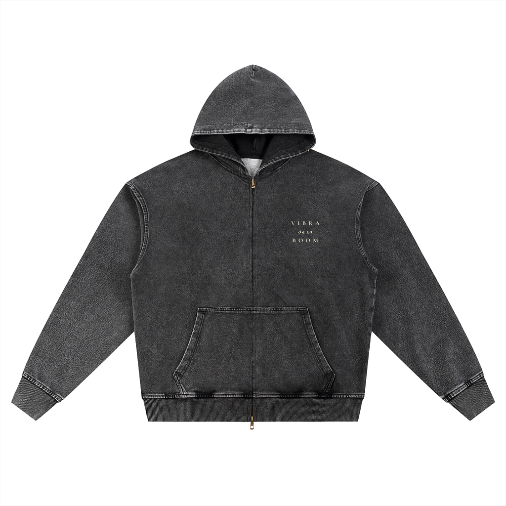 Snow Wash Oversized Zip-Up VB Hoodie