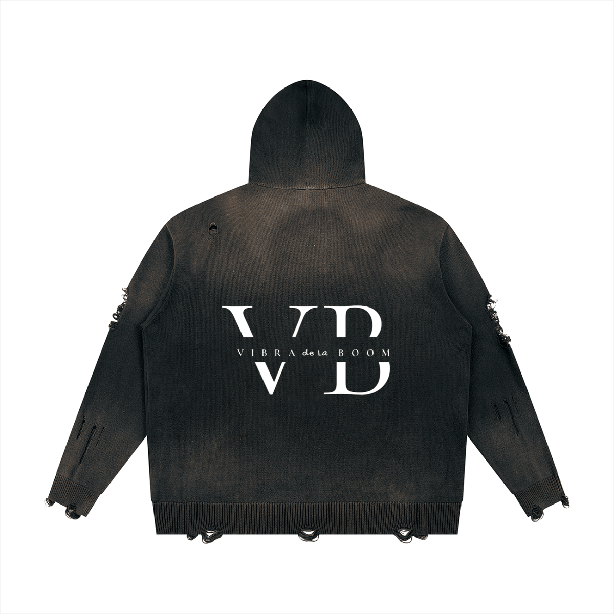 VB Distressed Full Zip Sweater